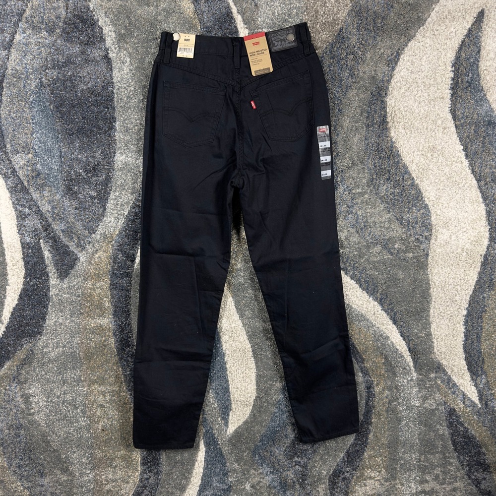 Levis High-Waisted Mom Jeans Black Tapered Leg Denim Pants 28x30 NEW